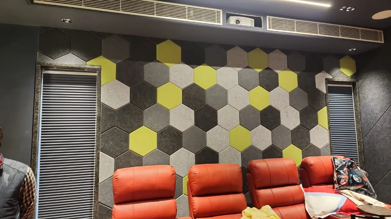 Accoustic wall Pannelling installed at home theatre in noida