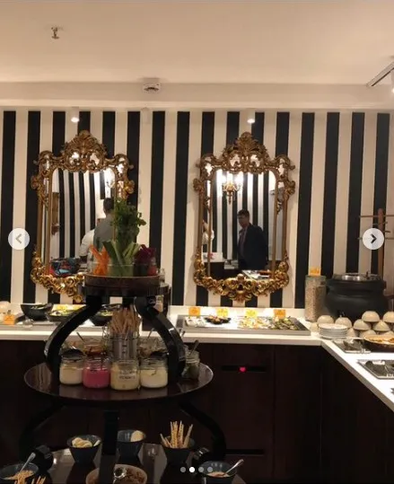 Black and White Stripe Wallpaper Installed at punjabgrill Designed by SONI AGGARWAL Cannaught place