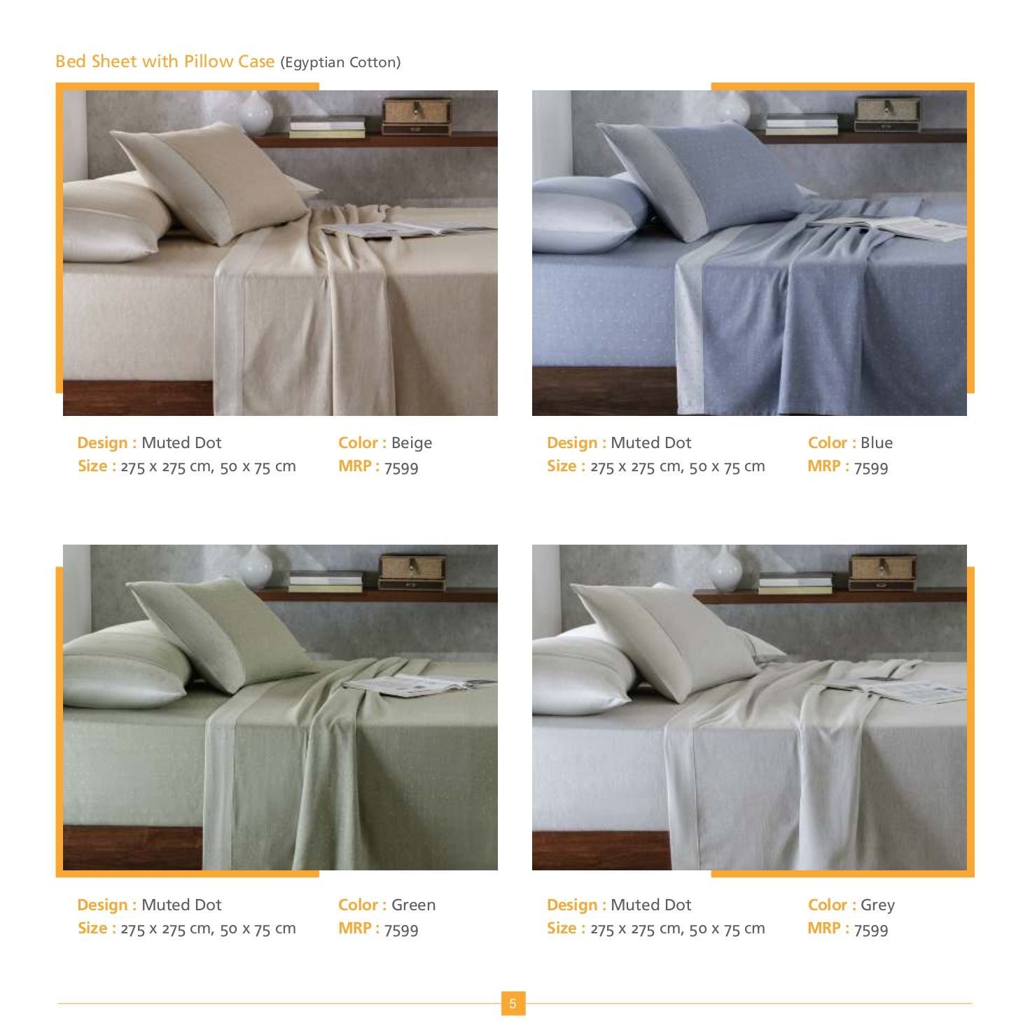 Muted Dot bedsheet with pillow case