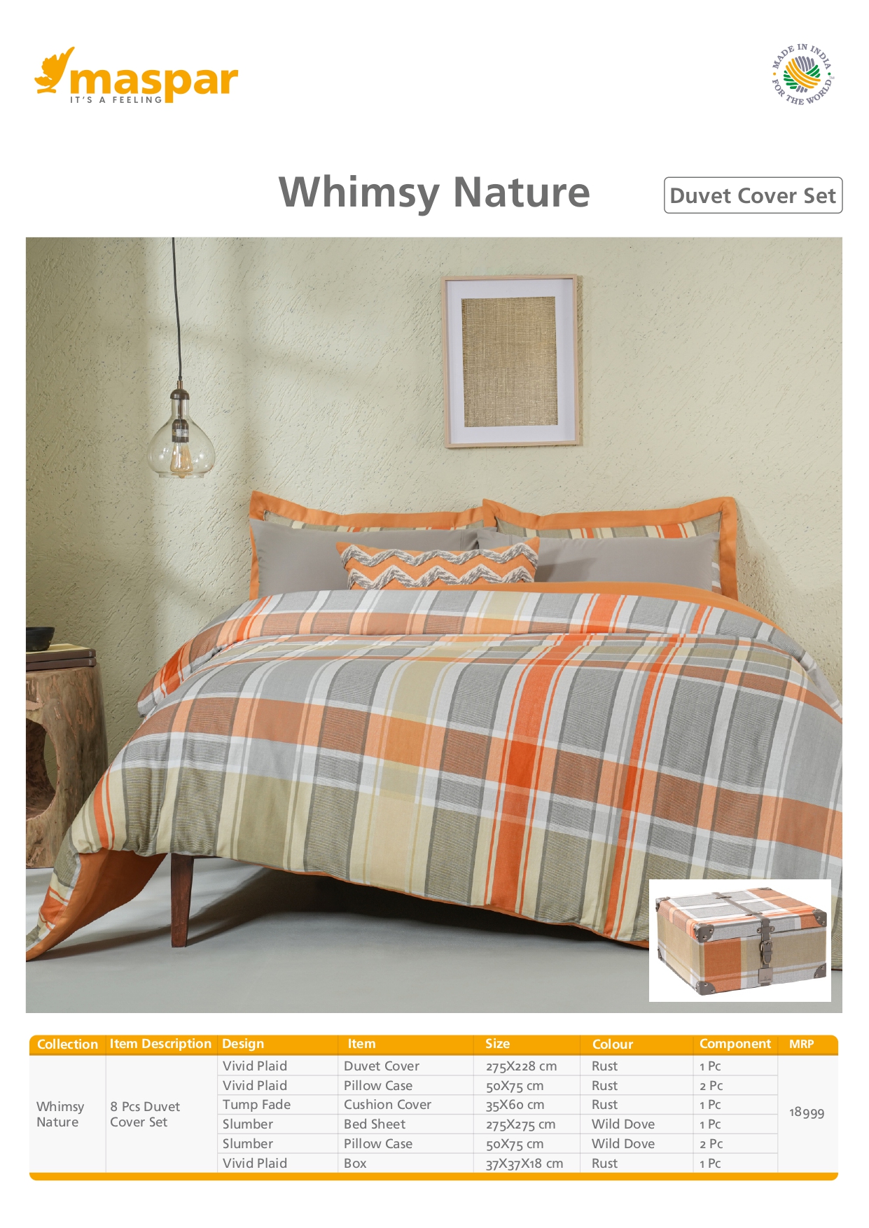 Rust Vivid Plaid - 8 Pcs Duvet Cover Set