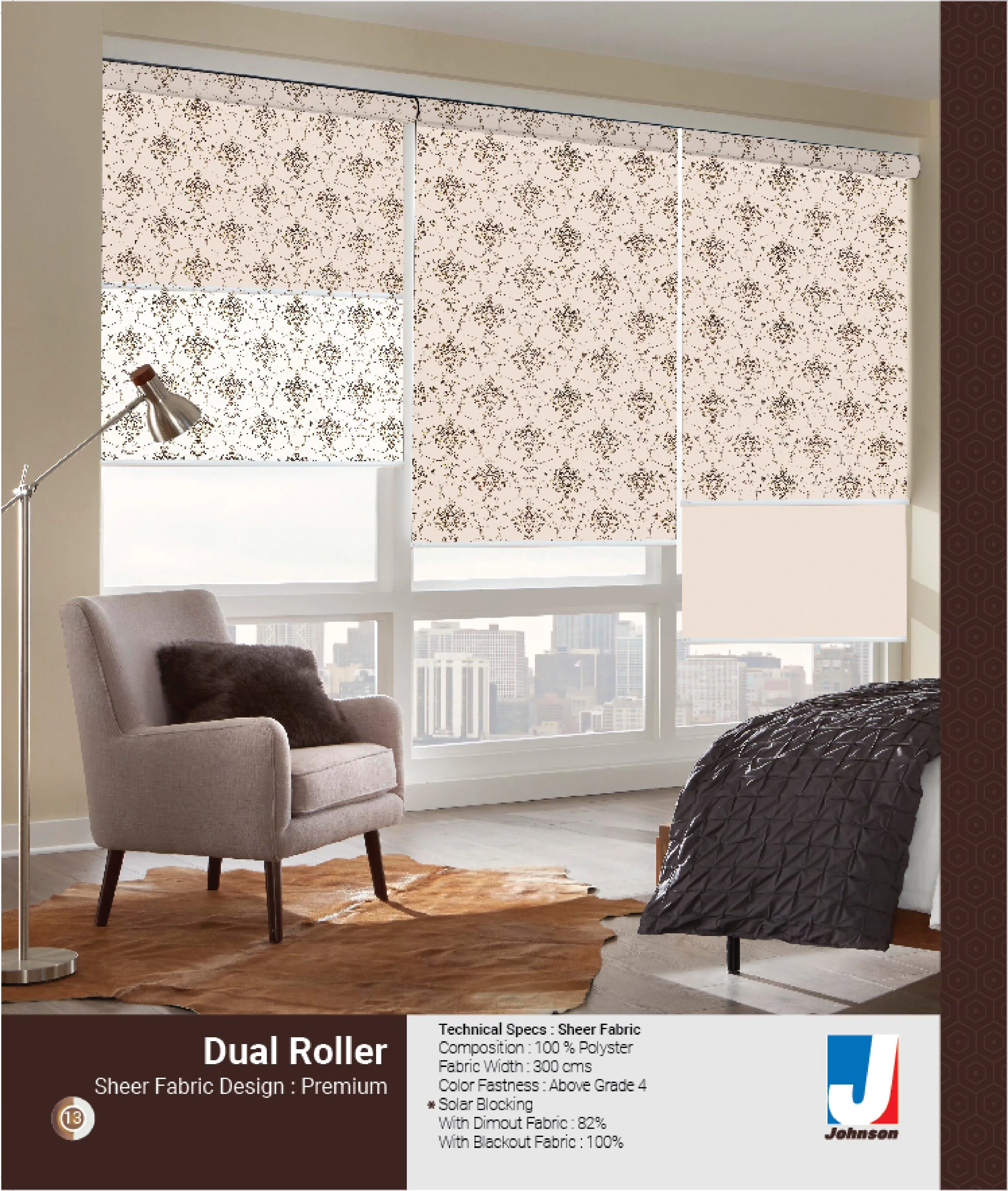 Primium Dual Roller Blind - Sheer Fabric Design
