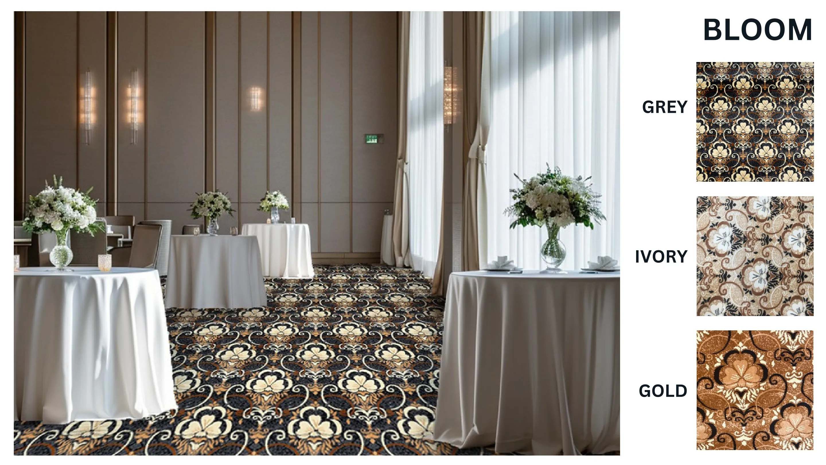Bizare Carpet Tile - Grey, Ivory, Gold