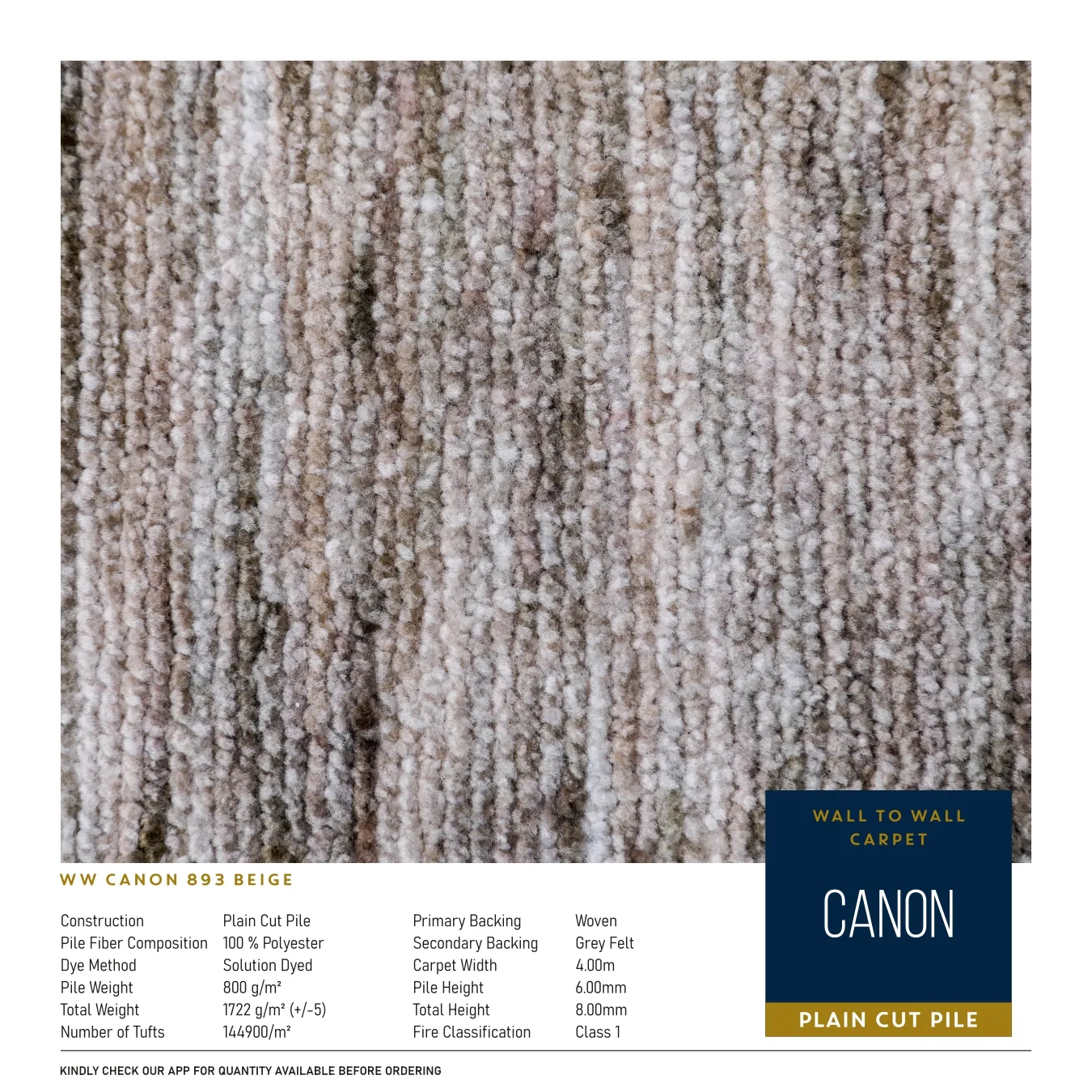 WW Canon 893 Beige Carpet Tile – Stylish & Durable