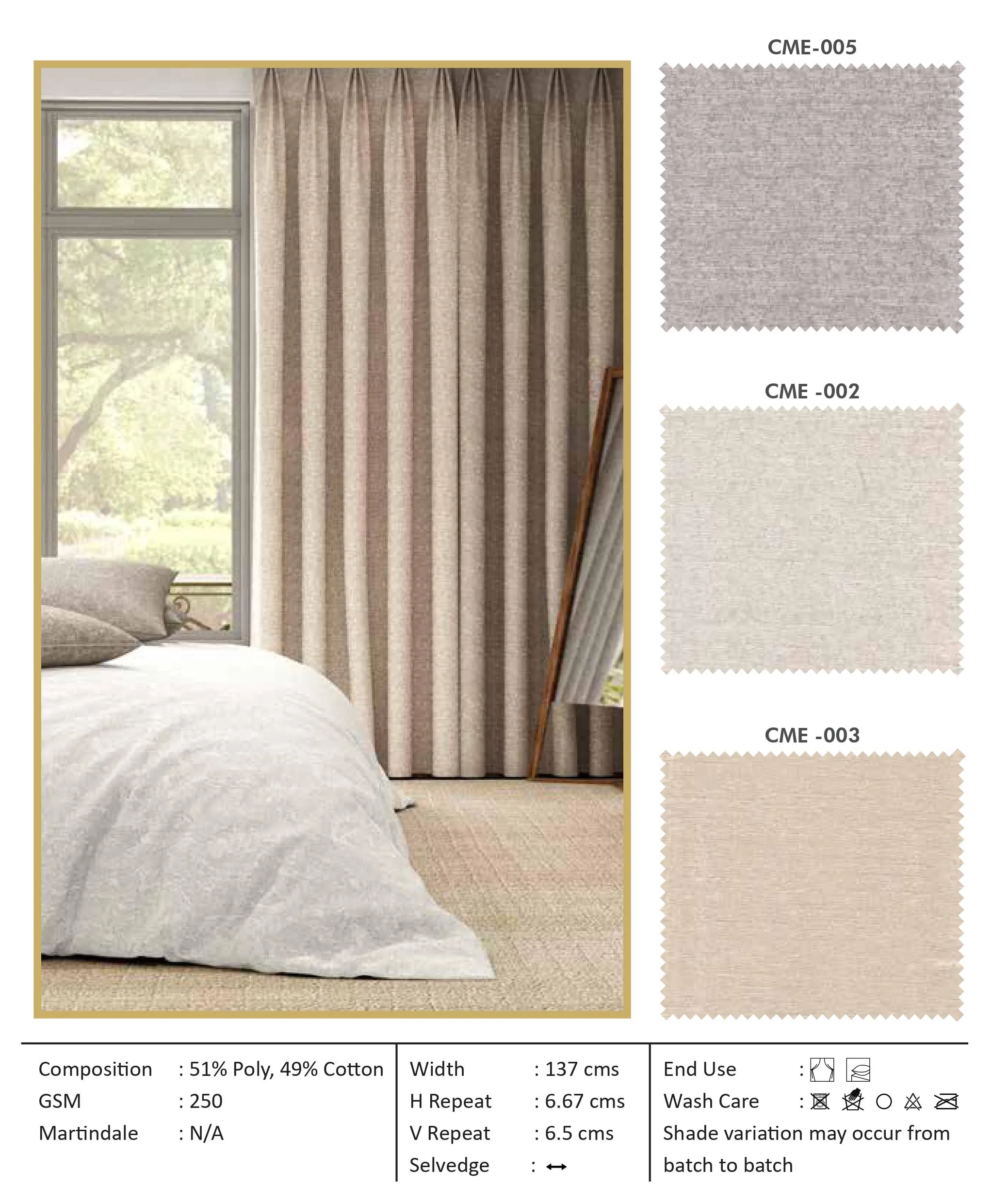 CME 005 Self Curtain Fabric - Elegant & Durable