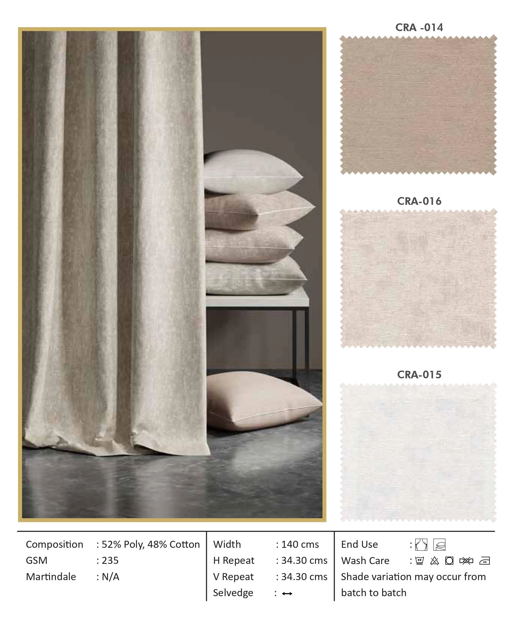 Radiance CRA 014 Self Curtain Fabric - Elegant & Durable