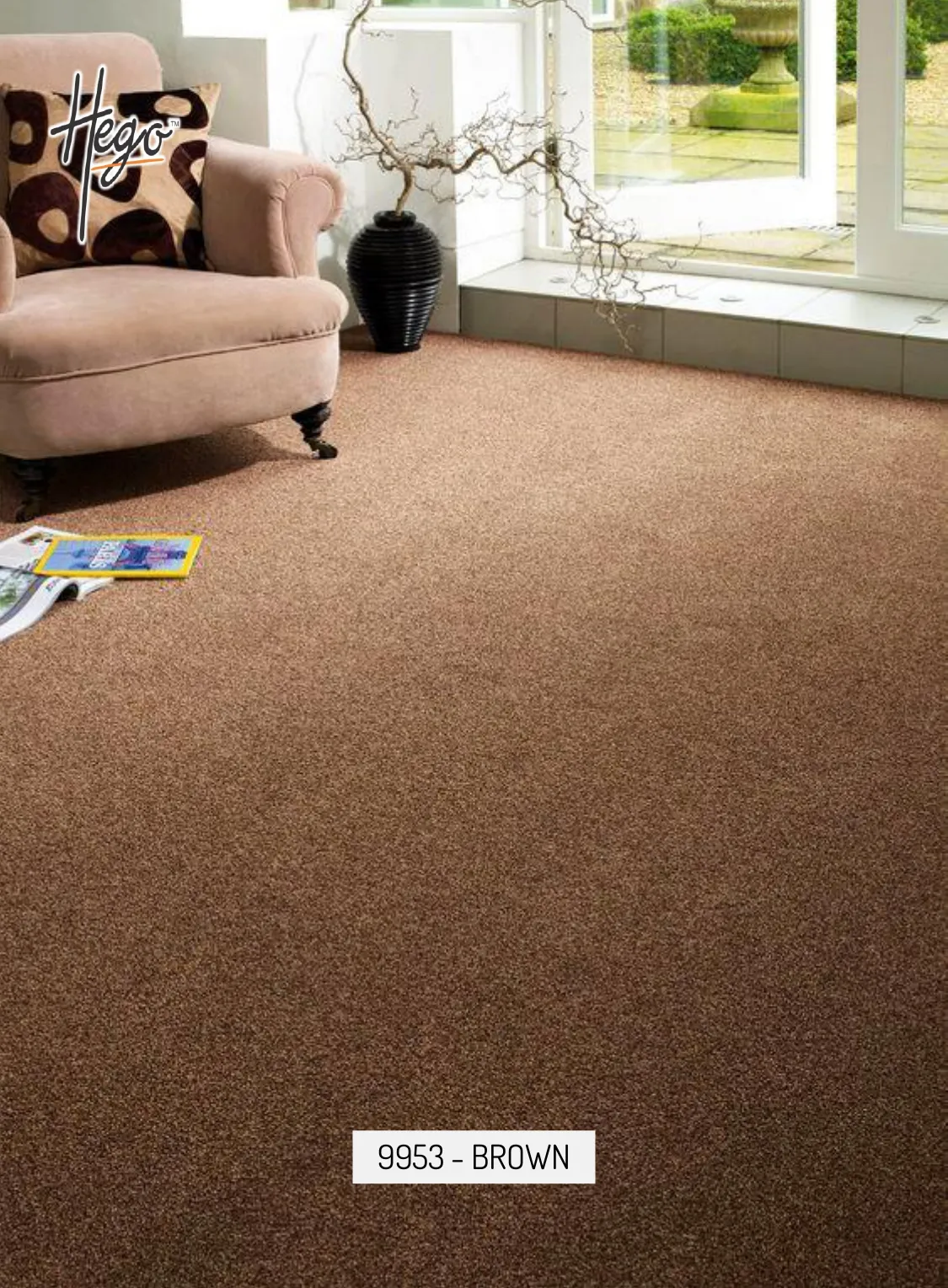 9953 - BROWN Hego Shine Carpet Roll - Durable and Stylish Flooring