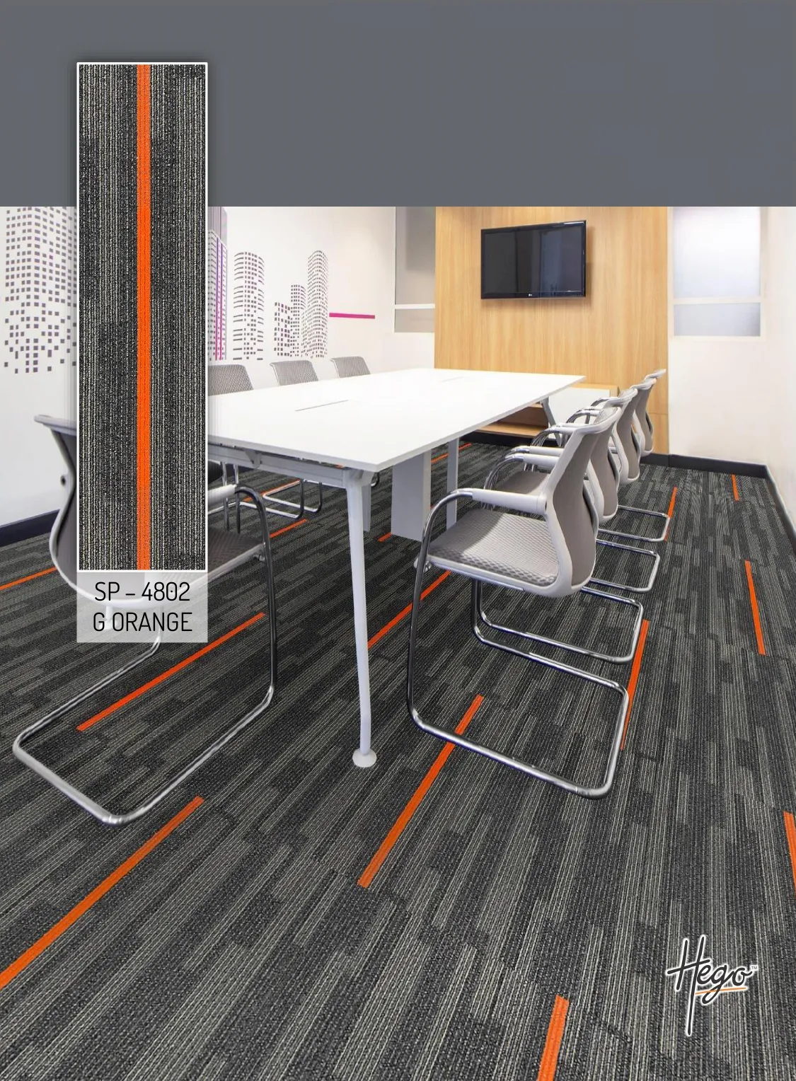 SP – 4802 G ORANGE Hego Carpet Tile - Durable & Stylish Flooring