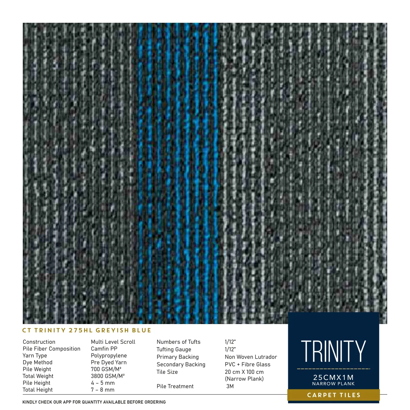 Trinity 275 HL Greyish Blue Divine Carpet Tile